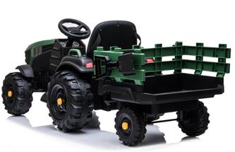 EL Traktor med trailer till Barn 12V m/2.4G, Lädersäte, Gummihjul-3