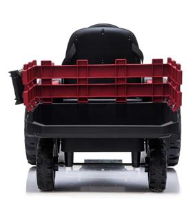 EL Traktor med trailer till barn 12V m/2.4G, lädersäte, Gummihjul-röd-4