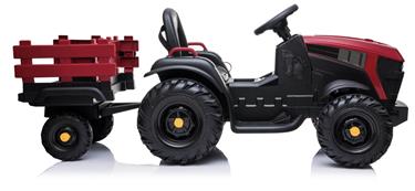EL Traktor med trailer till barn 12V m/2.4G, lädersäte, Gummihjul-röd-6