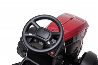 EL Traktor med trailer till barn 12V m/2.4G, lädersäte, Gummihjul-röd-8