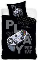 Gamer Sängkläder ''Play Repeat'' 140 x 200 cm - 100 procent bomull