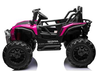 Honda Talon 1000R elbil för 2 barn 24V m/gummihjul + lädersäte Pink-3