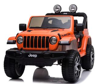 Jeep Wrangler Rubicon Elbil för barn med 4 x 12 V + gummihjul + lädersäte-10