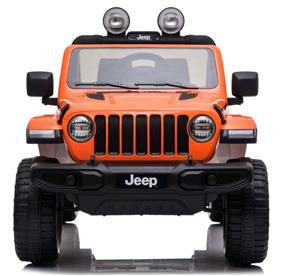 Jeep Wrangler Rubicon Elbil för barn med 4 x 12 V + gummihjul + lädersäte-11