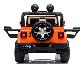 Jeep Wrangler Rubicon Elbil för barn med 4 x 12 V + gummihjul + lädersäte-12