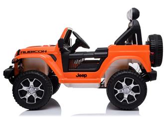 Jeep Wrangler Rubicon Elbil för barn med 4 x 12 V + gummihjul + lädersäte-3