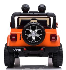 Jeep Wrangler Rubicon Elbil för barn med 4 x 12 V + gummihjul + lädersäte-4