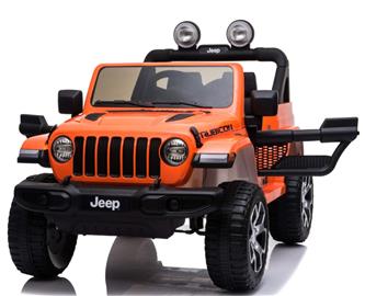Jeep Wrangler Rubicon Elbil för barn med 4 x 12 V + gummihjul + lädersäte-5