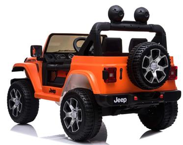 Jeep Wrangler Rubicon Elbil för barn med 4 x 12 V + gummihjul + lädersäte-6