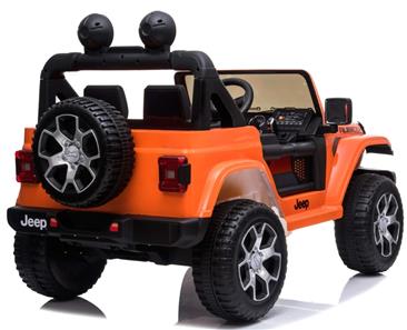 Jeep Wrangler Rubicon Elbil för barn med 4 x 12 V + gummihjul + lädersäte-7