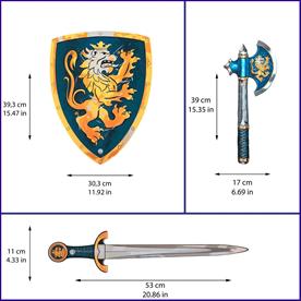 Noble Knight Skumsvärd  + Sköld + Yxa, blå-4