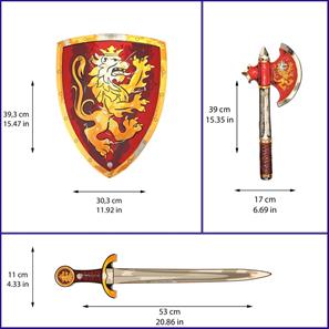 Noble Knight Skumsvärd + sköld + yxa, röd-4