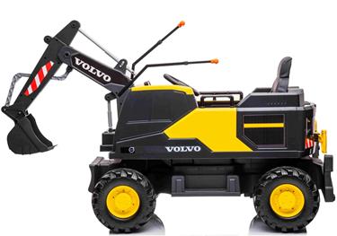Volvo grävmaskin för barn 12V med 2,4G fjärrkontroll, lädersäte, gummihjul-2