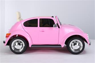  VW Beetle elbil till Barn 12V med Gummihjul+2.4G+lädersäte, Pink-10