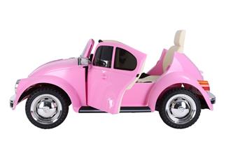  VW Beetle elbil till Barn 12V med Gummihjul+2.4G+lädersäte, Pink-2
