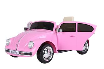  VW Beetle elbil till Barn 12V med Gummihjul+2.4G+lädersäte, Pink-3