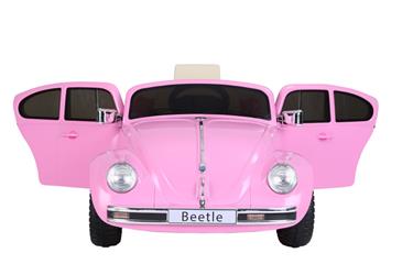  VW Beetle elbil till Barn 12V med Gummihjul+2.4G+lädersäte, Pink-4