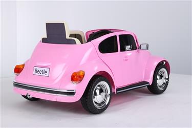  VW Beetle elbil till Barn 12V med Gummihjul+2.4G+lädersäte, Pink-6