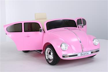  VW Beetle elbil till Barn 12V med Gummihjul+2.4G+lädersäte, Pink-8